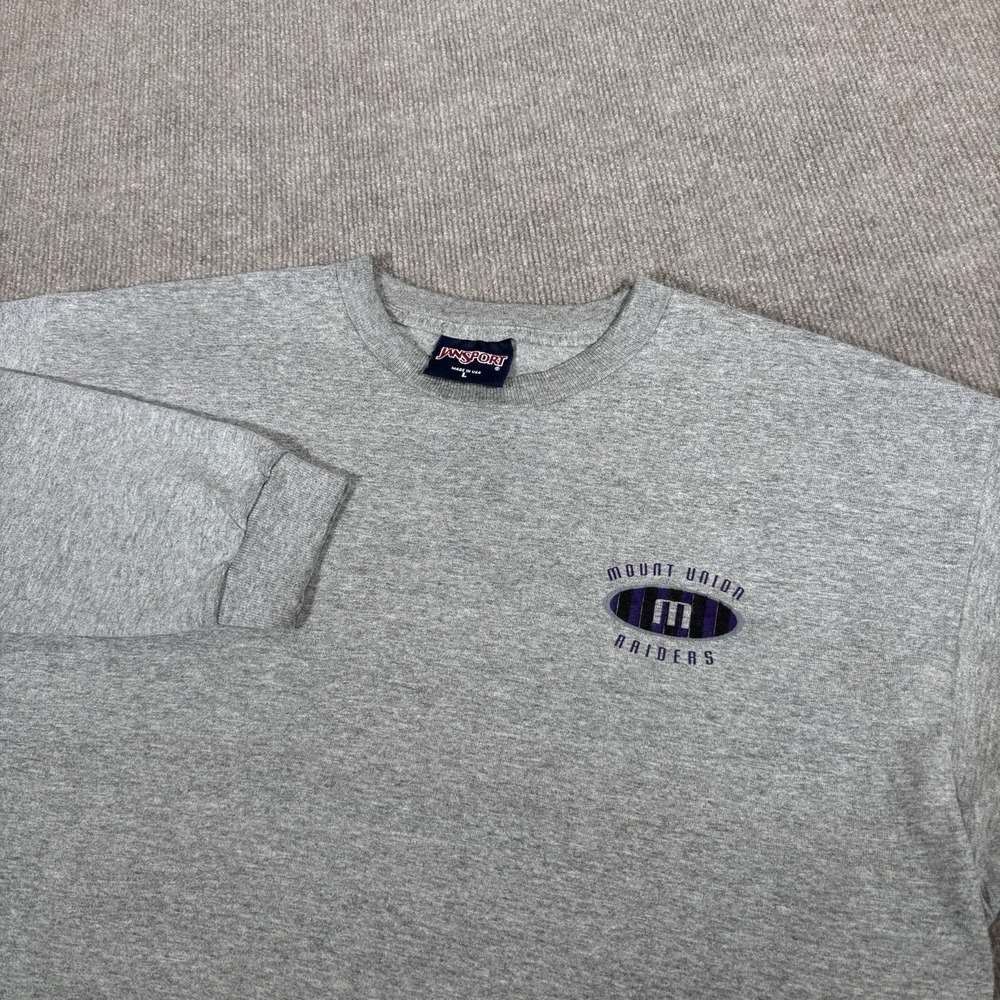 Vintage Mount Union Purple Raiders Shirt Mens L Long Sleeve Jansport Made In USA